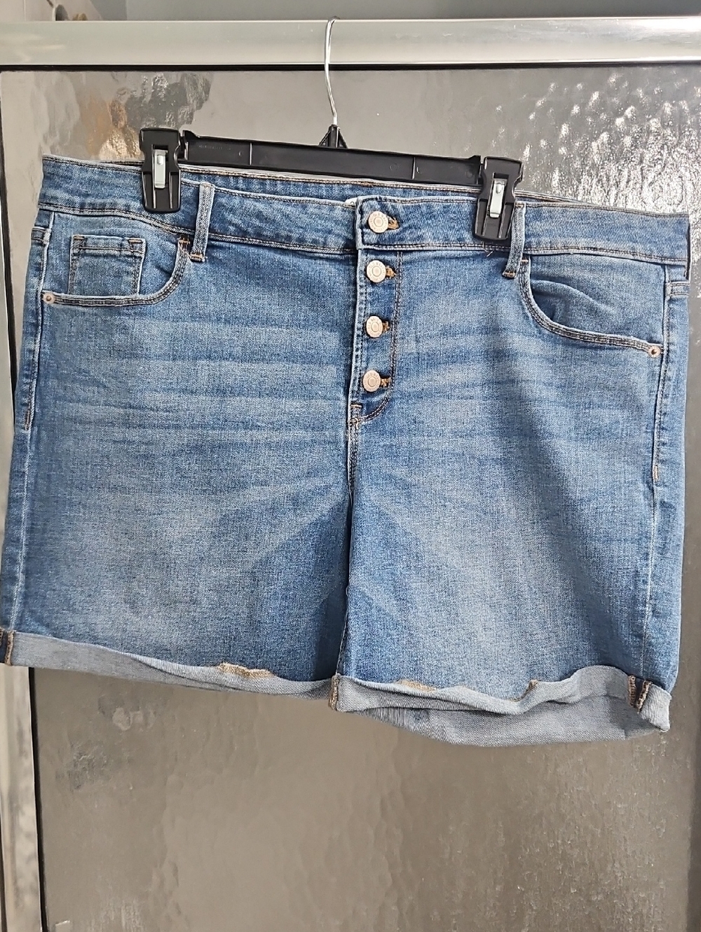 Old Navy Light Blue Button-Fly Cuffed Denim Shorts